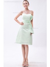 A-line Satin Sage Knee-length Sweetheart Sleeveless Belt/Ruched/Bow Zipper Natural Bridesmaid Dress