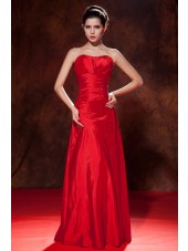 Taffeta Sweetheart Floor-length Empire Sleeveless Red Zipper Empire Ruched Bridesmaid Dress