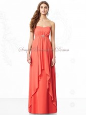 Draped/Beading Sleeveless Chiffon Floor-length Zipper Strapless/Sweetheart firecracker A-line Empire Orange Bridesmaid Dress