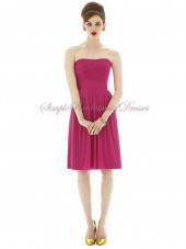 A-line Strapless tutti-frutti Floor-length Chiffon Draped Natural Zipper Fuchsia Sleeveless Bridesmaid Dress