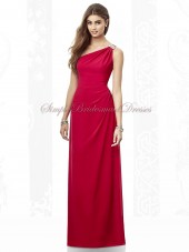 Beading Floor-length Empire Chiffon Fuchsia Column/Sheath valentine One-Shoulder Zipper Sleeveless Bridesmaid Dress