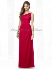 Beading Floor-length Empire Chiffon Fuchsia Column/Sheath valentine One-Shoulder Zipper Sleeveless Bridesmaid Dress