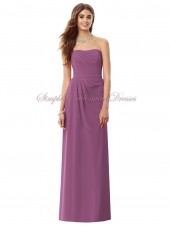 Floor-length Lilac Sash/Draped Radiant Zipper Sleeveless Natural Column/Sheath Chiffon Strapless Orchid Bridesmaid Dress