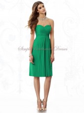 A-line Strapless/Sweetheart Empire Zipper Knee-length Sleeveless Draped PANTONE-Emerald Chiffon Green Bridesmaid Dress
