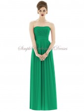 Bateau/Strapless Dropped Green Chiffon Draped Floor-length Zipper A-line Sleeveless PANTONE-Emerald Bridesmaid Dress