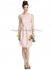 Scoop Natural Sleeveless Pink Mauve-Gold Satin A-line Zipper Short-length Draped Bridesmaid Dress