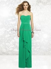 Zipper Chiffon Draped/Sash Strapless/Sweetheart Green Floor-length Column/Sheath Natural Sleeveless PANTONE-Emerald Bridesmaid Dress