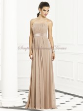 Zipper Strapless Empire Sleeveless Floor-length A-line Draped/Sash topaz Chiffon Champagne Bridesmaid Dress