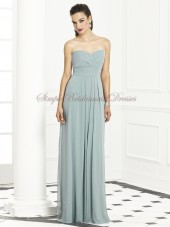 Zipper A-line Blue Strapless/Sweetheart Empire Floor-length Sleeveless Draped icelandic Chiffon Bridesmaid Dress