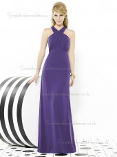 Regalia / Purple Mermaid Chiffon Floor-length V-neck Sleeveless Empire Ruched Bridesmaid Dress