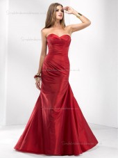 Red Empire Mermaid Satin Sweetheart Floor-length Bridesmaid Dress