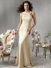 Champagne Floor-length Chiffon Natural Mermaid Bridesmaid Dress