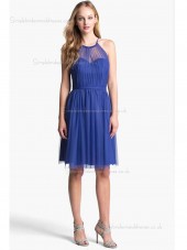 Royal Blue Natural Chiffon Knee-length Sweetheart A-line Bridesmaid Dress