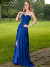 Royal Blue Sweetheart A-line Natural Sweep Chiffon Bridesmaid Dress