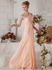 Pink A-line Floor-length Empire One Shoulder Chiffon Bridesmaid Dress
