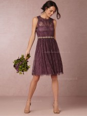 Discount Lace A-line Grape Bridesmaid Dresses
