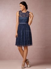 Best A-line Lace Navy Bridesmaid Dresses