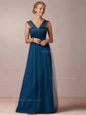 Unique Blue A-line Sweetheart Tulle Bridesmaid Dresses