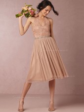 2016 Riveting A-line Tulle Pink Sleeveless Bridesmaid Dresses
