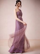 Graceful Sash One Shoulder Lilac Zipper Bridesmaid Dresses