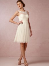 Popular Applique Ivory Empire Sweetheart Tulle Bridesmaid Dresses