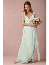 Winsome green Chiffon V-neck Natural Bridesmaid Dresses