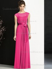 Romantica Red Floor-length Chiffon Rose Sash Bridesmaid Dresses