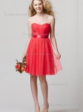 Elegant Girls Tulle Short-length Watermelon Belt Bridesmaid Dresses