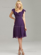 Elegant Chiffon Tiered Grape Short-length Bridesmaid Dresses