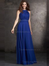 Beautiful Best Royal Blue Chiffon Floor-length Draped Bridesmaid Dresses