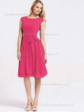 Beautiful Girls Chiffon Hot Pink Short-length Bow Bridesmaid Dresses