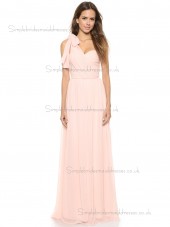 Beautiful Celebrity Pink Floor-length Chiffon Bridesmaid Dresses