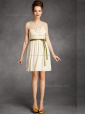 Online Amazing Chiffon Champagne Short-length Belt Bridesmaid Dresses