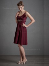 Elegant Short-length Beading Chiffon Burgundy Bridesmaid Dresses