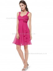 Multicolor Vintage A-line Chiffon Hand Made Flower Knee-length Sweetheart Bridesmaid Dress