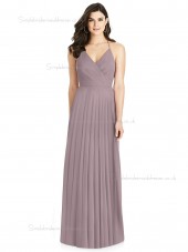 Elegant Best Plus Size Draped V-neck A-line desert rose Chiffon floor-length Bridesmaid Dress