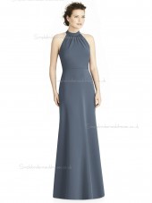 Elegant Girls Gray A-line Satin floor-length Bow Bridesmaid Dress