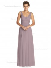Budget Best floor-length V-neck Chiffon desert rose A-line Draped Bridesmaid Dress