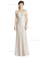 Fitted Champagne Mermaid One Shoulder Floor-length Bridesmaid Dress