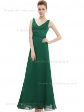 Beautiful Romantica Floor-length Green A-line V-neck Sleeveless Sash Chiffon Empire Bridesmaid Dress