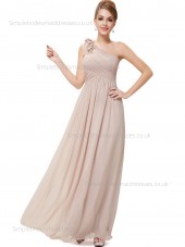 Online Empire Hand Made Flower A-line Chiffon Sleeveless Floor-length One Shoulder Bridesmaid Dress