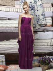 Chiffon Bateau Sheath Floor-length Sleeveless Natural Purple Zipper Bridesmaid Dress