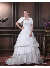 Lace Up Sleeveless Satin / Organza Court Beading / Cascading-Ruffles / Ruffles Size Natural One Shoulder Ivory A-line / Plus Wedding Dress