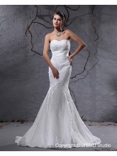 Zipper Ivory Applique / Beading / Sash Sweetheart Court Empire Satin / Organza  A-line Sleeveless Wedding Dress