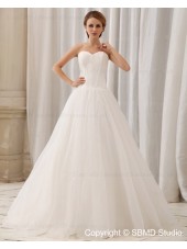 Layering Strapless Chiffon / Satin Natural Zipper Court Sleeveless A-line Ivory Wedding Dress