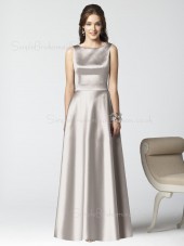 Satin Sleeveless Natural Floor-length Zipper Bridesmaid Dress