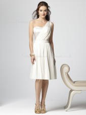 White Draped/Ruffles Chiffon A-line Zipper Bridesmaid Dress