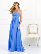 Empire Sleeveless A-line Spaghetti-Straps Light-Sky-Blue Bridesmaid Dress