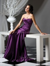 Sleeveless A-line Draped/Ruffles Grape Sweetheart Bridesmaid Dress