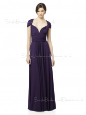 Zipper Grape Sweetheart Short-Sleeve Empire Bridesmaid Dress